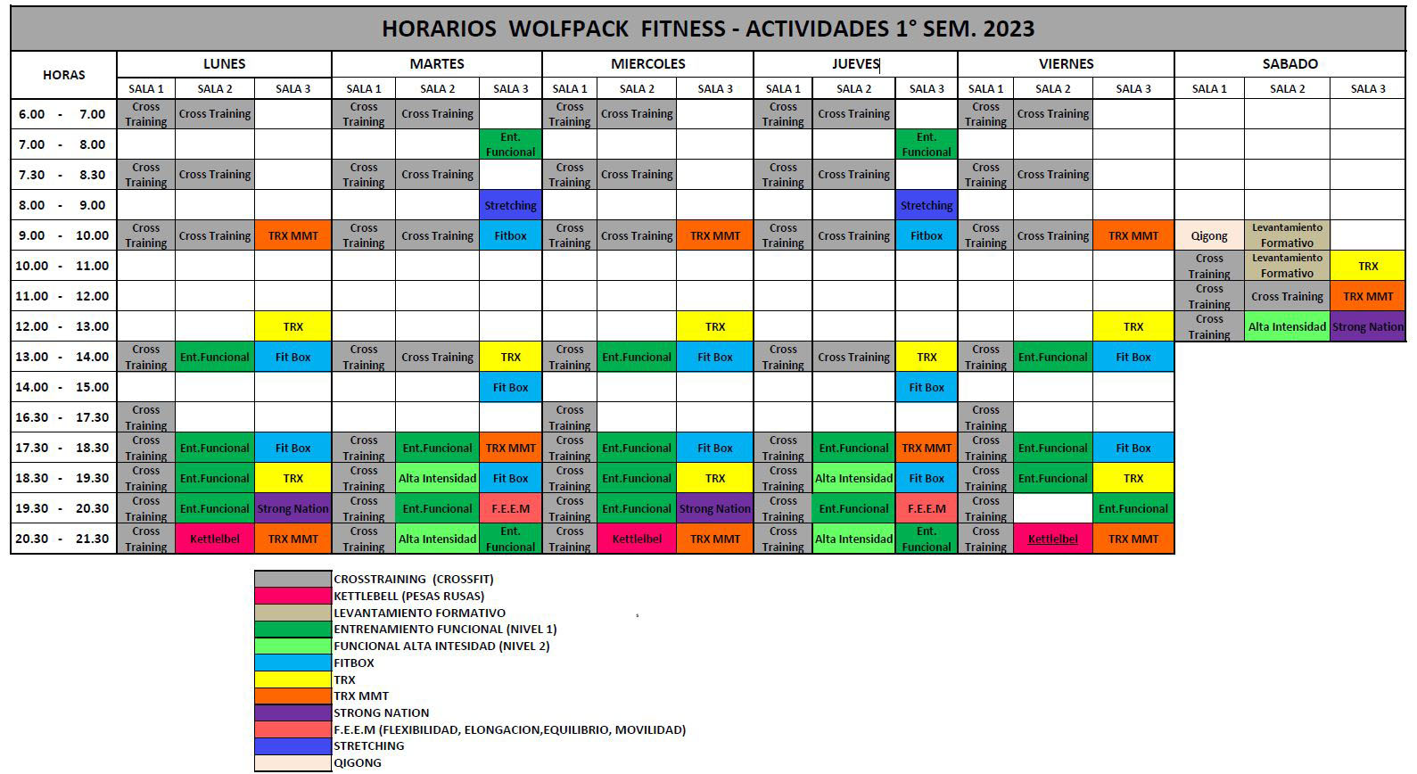 Horario Clases Wolfpack